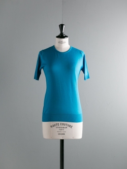 JOHN SMEDLEY | RIETTA Day Blue ウール半袖クルーネックニットの商品画像