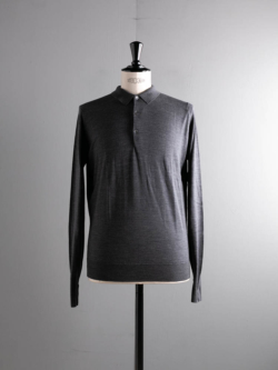 JOHN SMEDLEY | COTSWOLD Charcoal ウールニットポロシャツの商品画像