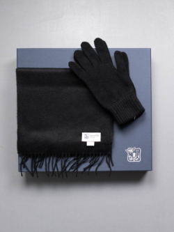 Johnstons of Elgin | SCARF & GLOVES CASHMERE GIFT SET Black カシミアマフラー&手袋ギフトセットの商品画像