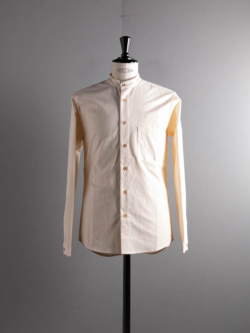 FRANK LEDER | 60’s VINTAGE BEDSHEET PLAIN STAND COLLAR SHIRT 80:Natural ベッドリネンプレーンスタンドカラーシャツの商品画像
