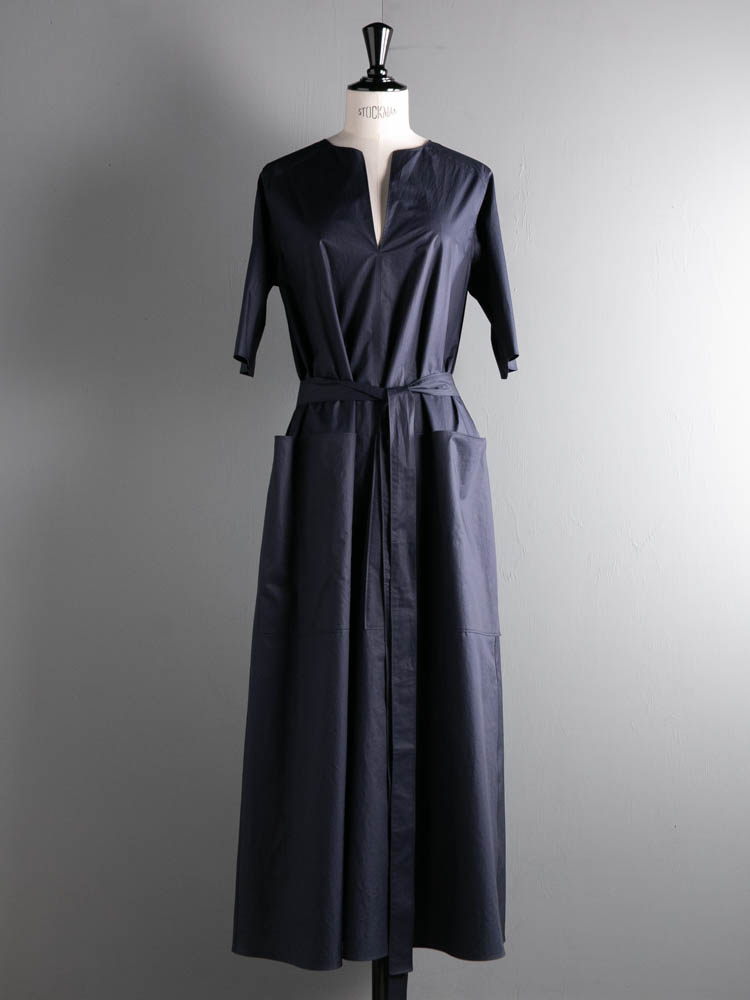 COTTON BROAD LONG DRESS Navy | Dresswell online store