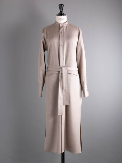 POSTELEGANT | WOOL LONG SHIRT DRESS Heather Beige ウールロングシャツワンピースの商品画像