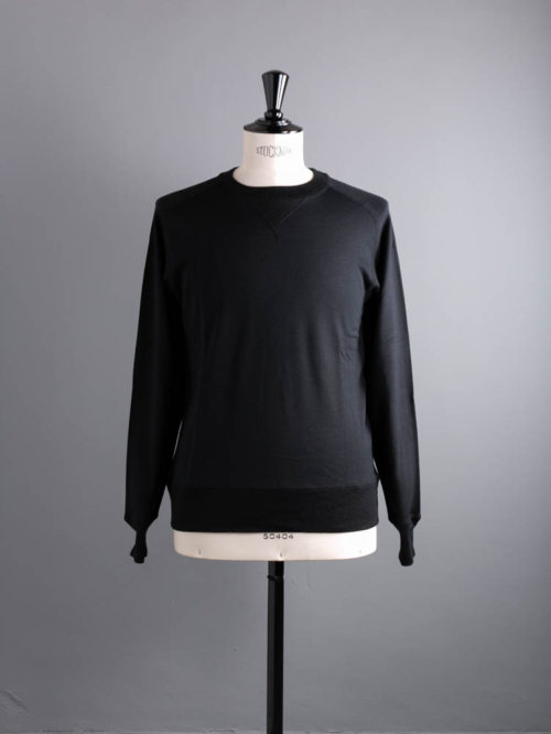YINDIGO A M | SL113 SILK SWEAT SHIRT Black ウォッシャブルシルクスウェットシャツの商品画像