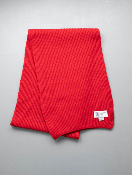 Johnstons of Elgin | RIBBED CASHMERE SCARF Red カシミアニットストールの商品画像