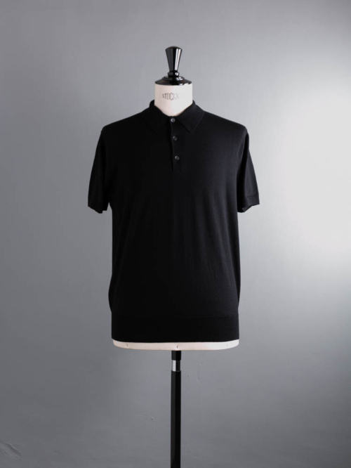 BATONER | BN-22SM-045 4SEASON WOOL POLO HALF SLEEVE Black 4シーズンウール半袖ニットポロシャツの商品画像