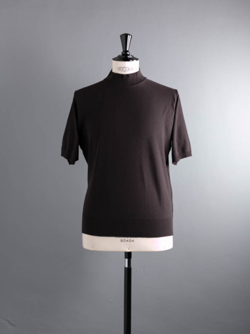 GICIPI | 2211P CALAMARO Fondente コットン蜂の巣鹿編みモックネック半袖Tシャツの商品画像