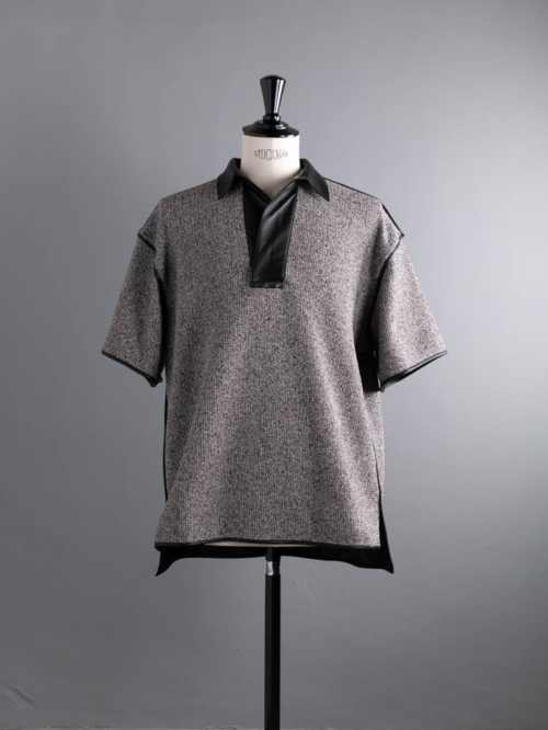POSTELEGANT | WASHI PAPER COTTON LIGHT POLO Mix Brown Black 和紙コットンニットポロシャツ