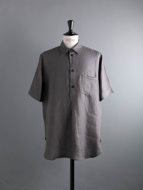 FRANK LEDER | BELGIAN LINEN SHORT SLEEVE SHIRT 95:Grey ベルギーリネン半袖プルオーバーシャツの商品画像
