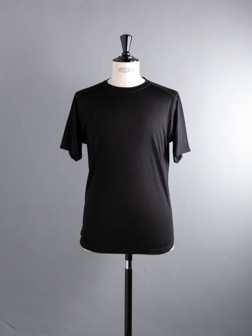 YINDIGO A M | SL011 SILK TRACK T Black ウォッシャブルシルク天竺トラックTシャツの商品画像