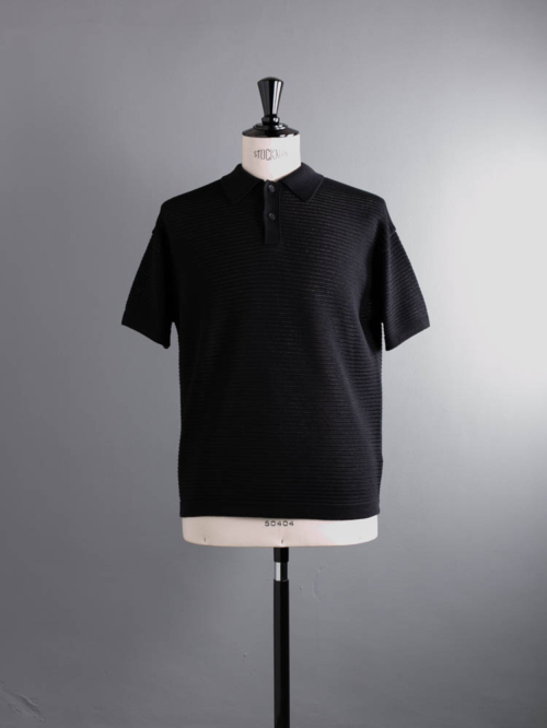 BATONER | BN-22SM-052 THE SUMMER KNIT POLO SHORT SLEEVE Black 半袖サマーニットポロシャツの商品画像