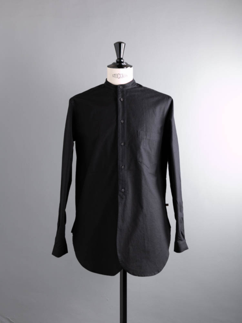 FRANK LEDER | 60’s VINTAGE BEDSHEET OLD STYLE STAND COLLAR SHIRT 99:Black ベッドリネンオールドスタイルスタンドカラーシャツの商品画像
