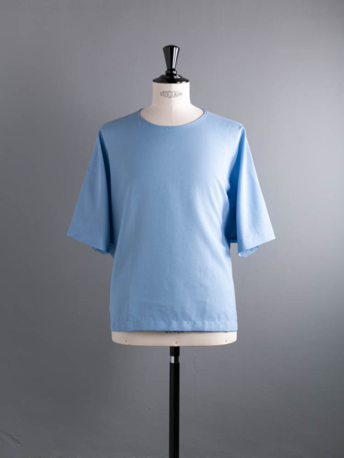 AULICO | T/L TEE SHIRT Sax ポリエステルリネン布帛Tシャツの商品画像