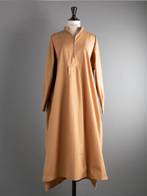 YARMO | SHIRTS DRESS CAMBRIC COTTON Caramel コットンロングシャツワンピースの商品画像