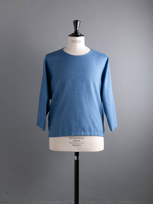AULICO | T/L LONG TEE SHIRT Dark Sax ポリエステルリネン布帛長袖Tシャツの商品画像
