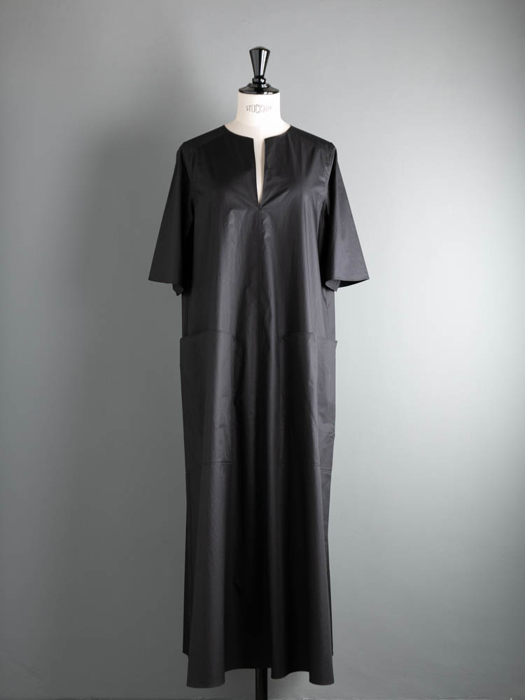 COTTON BROAD LONG DRESS Black | Dresswell online store