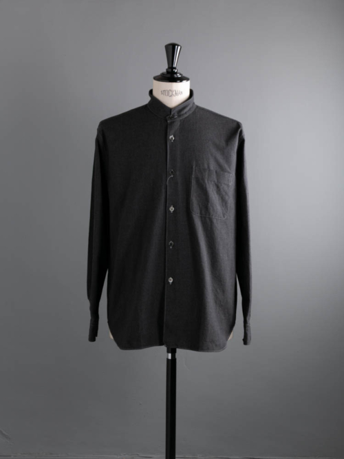 Sans Limite | W2301169 SH06B MAO COLLAR Dark Top Grey コットンレーヨンボックスマオカラーシャツ