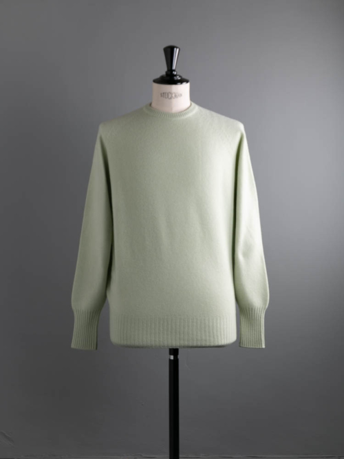 POSTELEGANT | FINE WOOL PULL-OVER KNIT Pale Green 14.3マイクロンウールクルーネックニットの商品画像