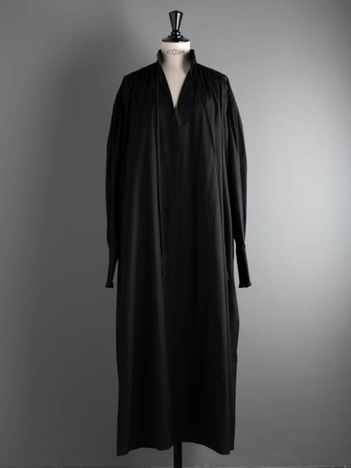 POSTELEGANT | FINE COTTON GATHERED DRESS Black 100双スビンコットンギャザードワンピースの商品画像