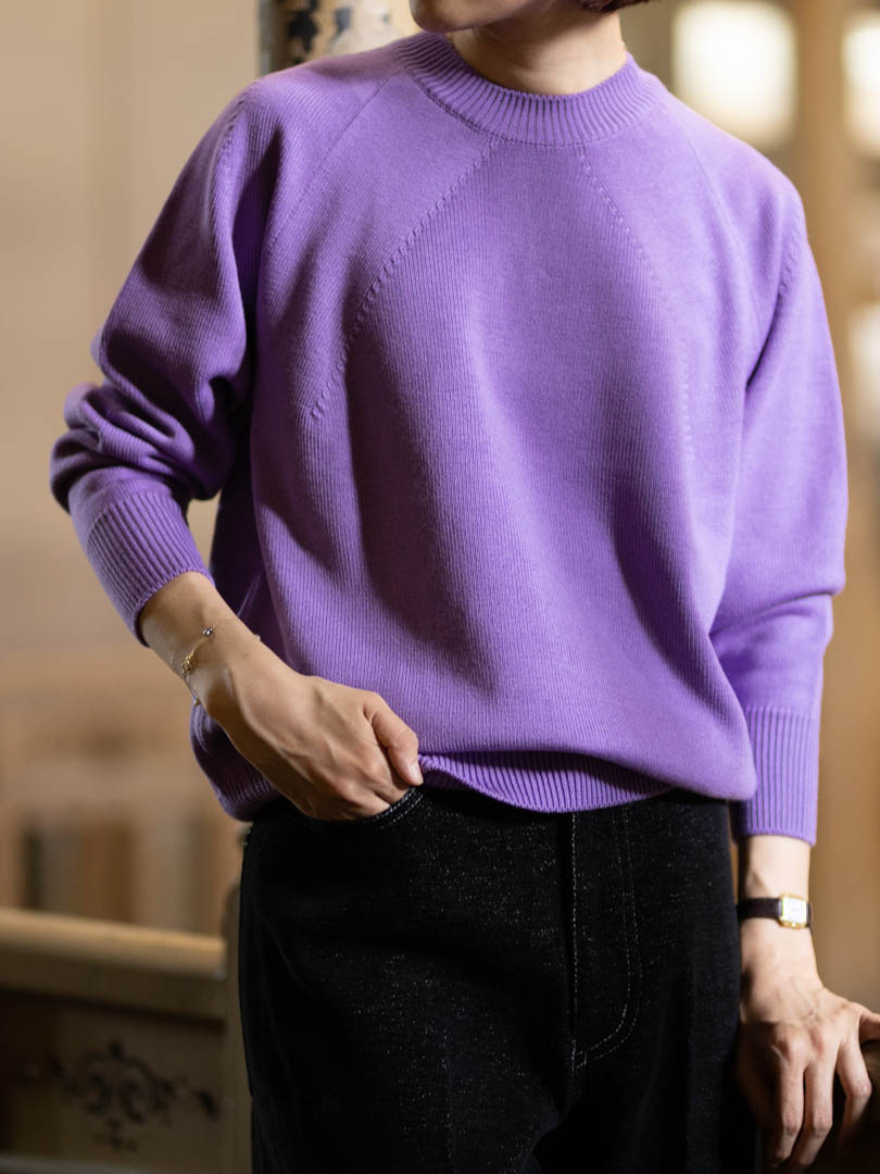 BN-23FL-035 SIGNATURE AGING WOOL CREW NECK(FLAT) Purple