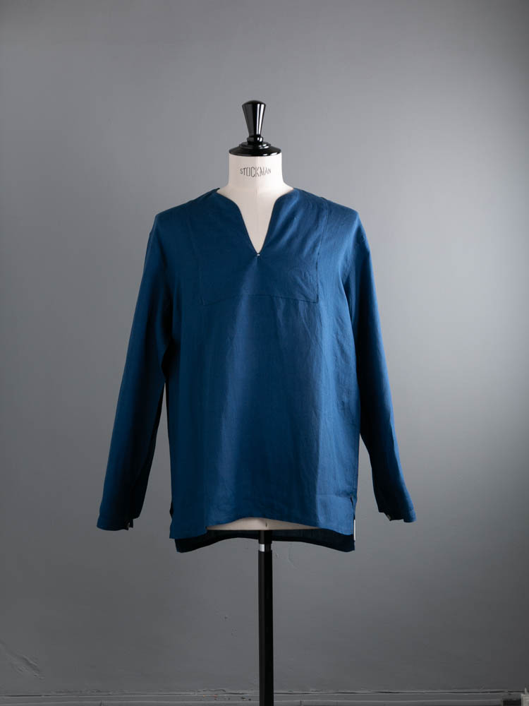 KEY NECK SHIRT INDIGO LINEN Indigo linen | Dresswell online store