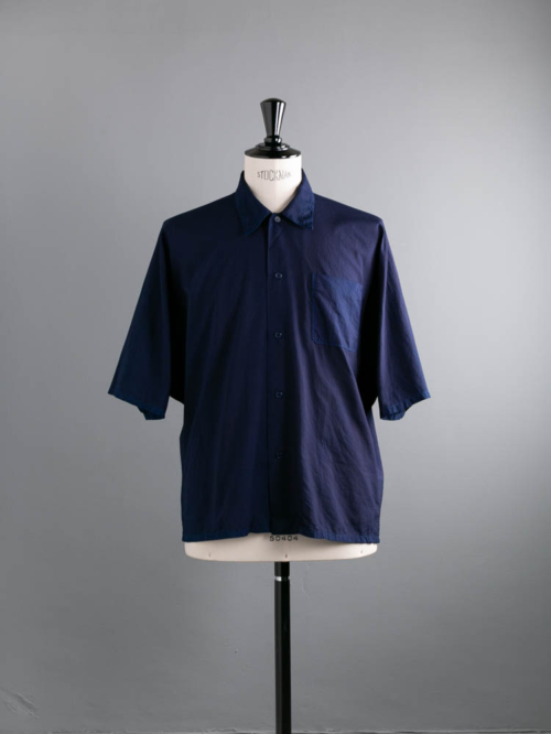 AULICO | S/S SHIRT Navy コットンシームレス半袖シャツの商品画像