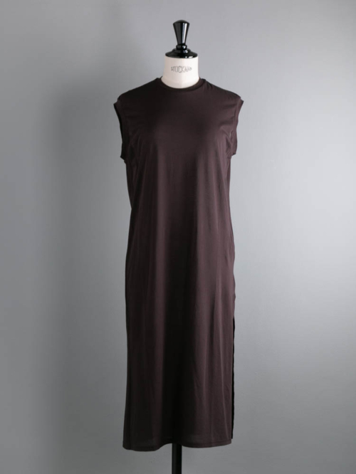 POSTELEGANT | LIGHT COTTON SLEEVELESS DRESS Dark Brown 強撚ライトウェイトコットンノースリーブワンピースの商品画像