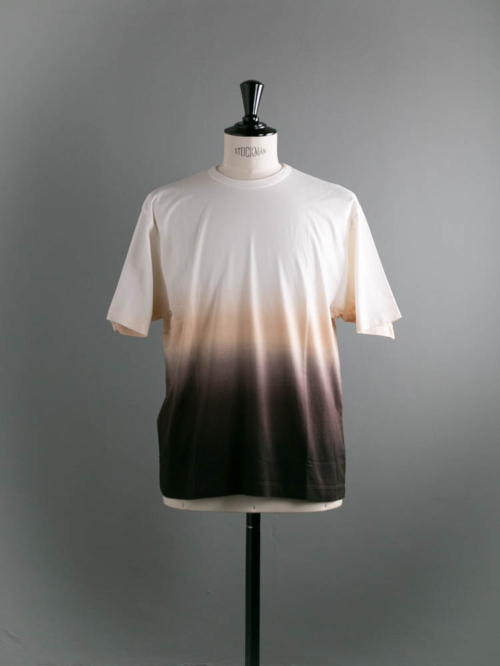 BATONER | BN-24SM-042 GRADATION T-SHIRT White x Brown グラデーションTシャツの商品画像