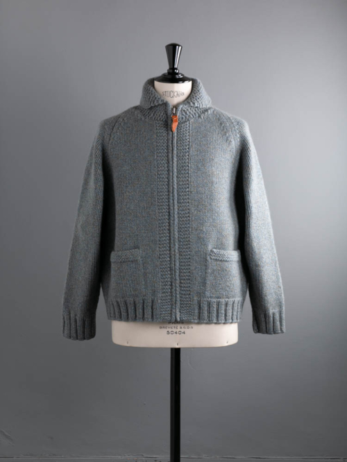 Slopeslow | COWICHAN SWEATER 53:Fade Blue ヤクラムウール多本取り手編みカウチンセーターの商品画像