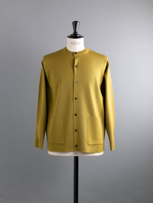 BN-24FM-025 32G SMOOTH WOOL CREW CARDIGAN Olive Yellow