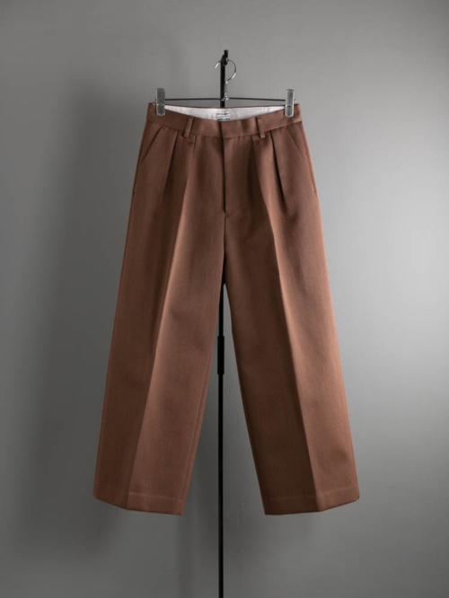 POSTELEGANT | WOOL COTTON WIDE TROUSERS Cream Brown ウールコットンワイドトラウザーズ