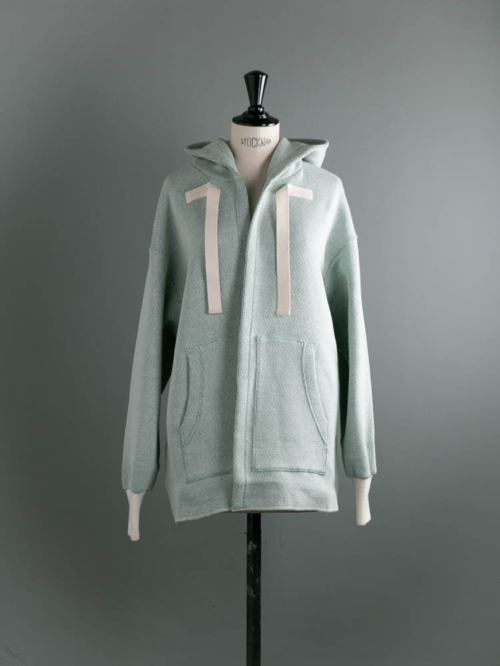 POSTELEGANT | COTTON CASHMERE KNIT HOODIE Mix Green コットンカシミアニットパーカー