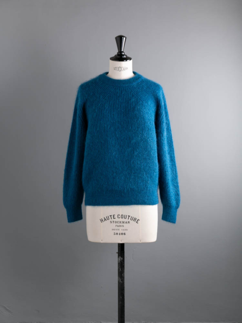 BATONER | BN-24FL-052 PURE MOHAIR100% SIGNATURE CREW NECK Blue ピュアモヘア100%シグネチャークルーネックニットの商品画像