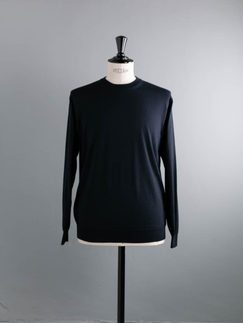 BATONER | BN-FU-001 Essential SUPERIOR HIGH GAUGE MERINO CREW NECK Navy 定番32ゲージウールクルーネックニットの商品画像