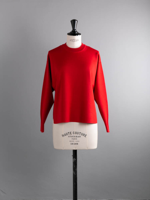 BATONER | BN-24FL-015 32G SMOOTH WOOL CREW NECK Red 32ゲージスムースウールクルーネックニットの商品画像