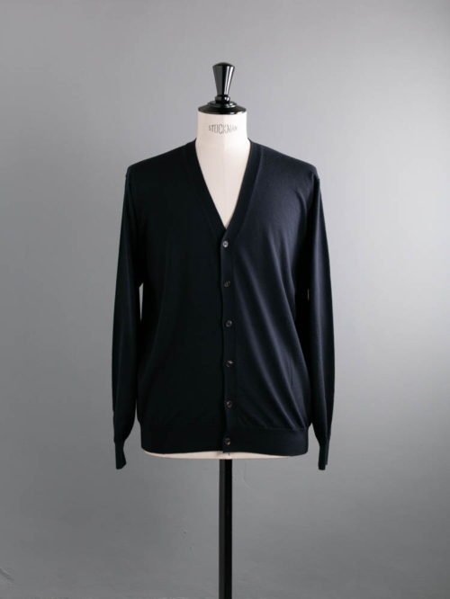 BATONER | BN-FU-003 Essential SUPERIOR HIGH GAUGE MERINO V CARDIGAN Navy 定番32ゲージウールVネックカーディガンの商品画像