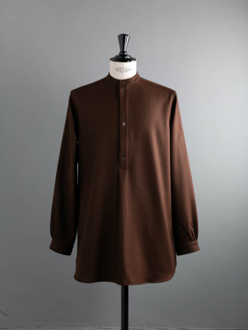 FRANK LEDER | BAVARIAN LODEN WOOL STAND COLLAR PULLOVER SHIRT 85:Brown バイエルンローデンウールスタンドカラーロングシャツの商品画像