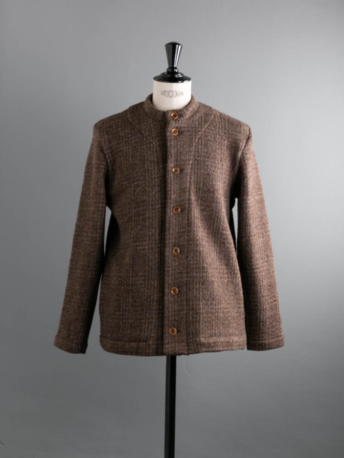 FRANK LEDER | BROWN WOOL JANKER WITH SIDE POCKET 85:Brown ブラウンウールスタンドカラージャケットの商品画像