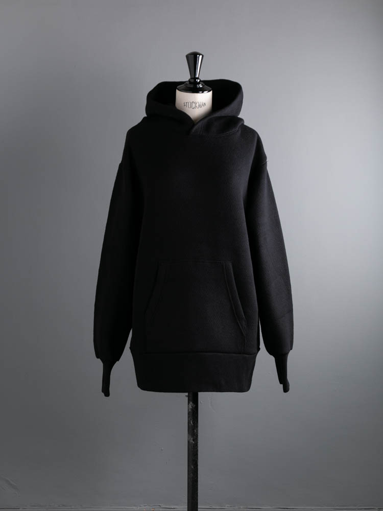 COTTON CASHMERE KNIT PULL-OVER HOODIE Black | Dresswell online store