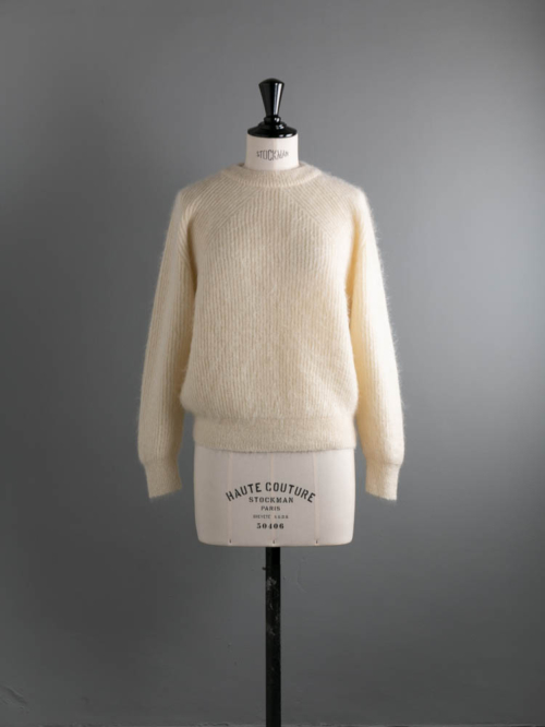 BATONER | BN-24FL-052 PURE MOHAIR100% SIGNATURE CREW NECK Ivory ピュアモヘア100%シグネチャークルーネックニットの商品画像