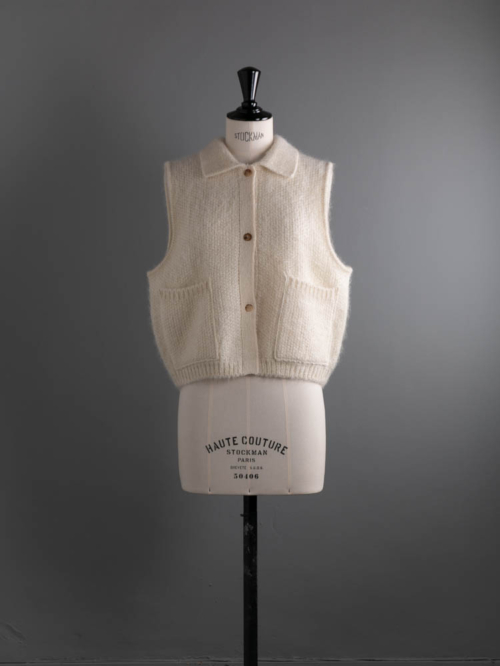 BATONER | BN-24FL-053 PURE MOHAIR100% PIQUE POLO VEST Ivory ピュアモヘア100%ポロベストの商品画像